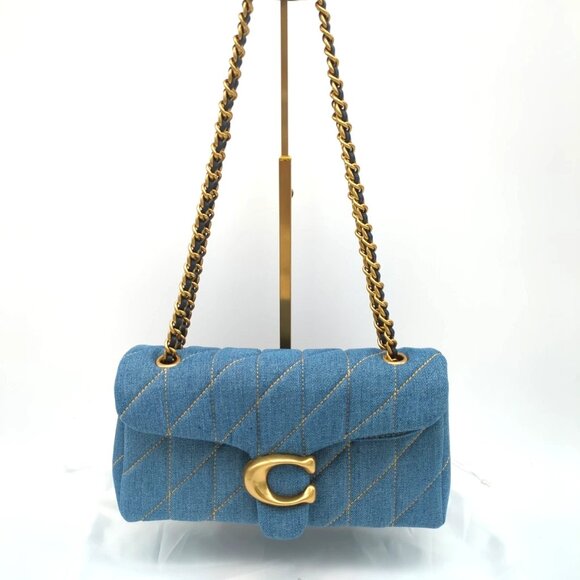 Coach Quilted Tabby 26 Medium Denim Shoulder Bag - Picture 1 of 8